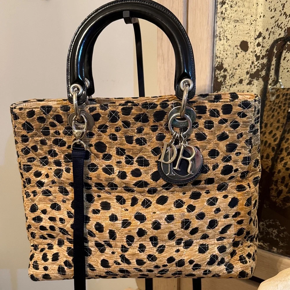 Lady Dior Leopard Large Satchel w/Crossbody Strap - Picture 3 of 13